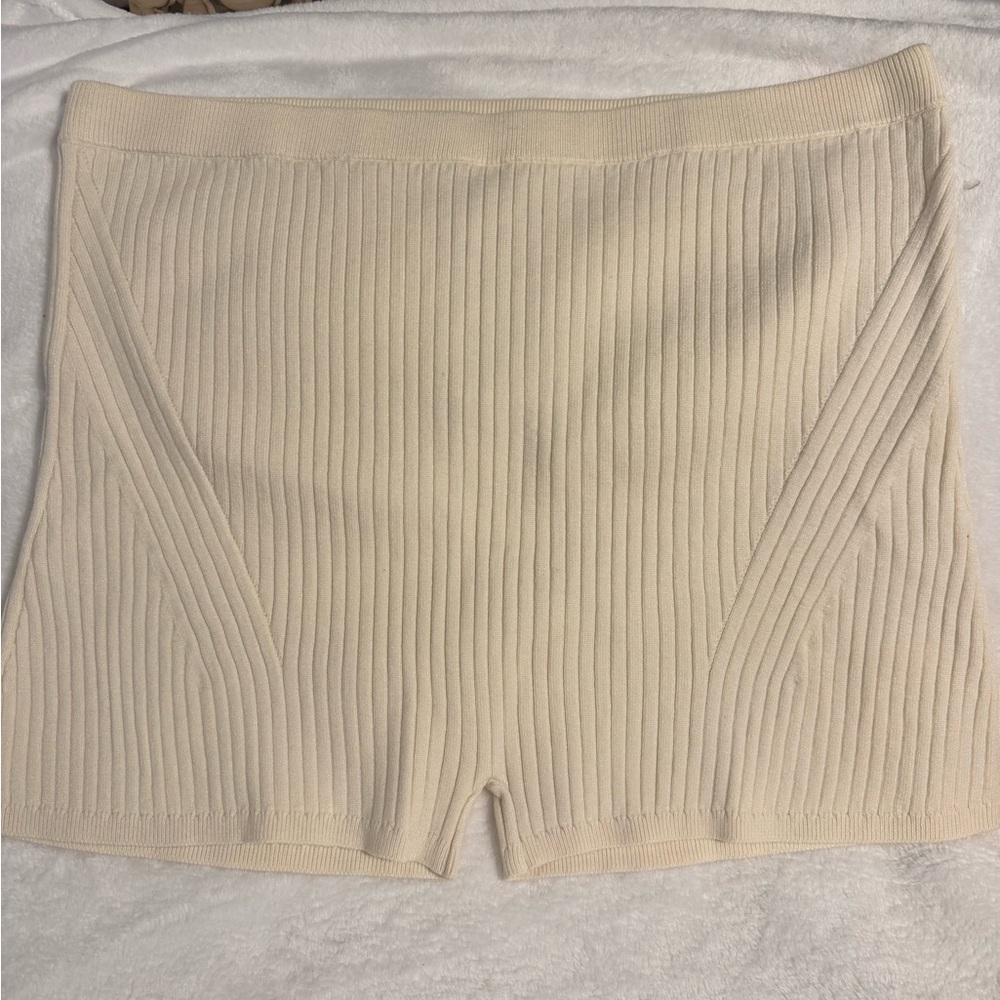 Pink Victoria Secrets Cream Ribbed Women's Shorts Size xxlg